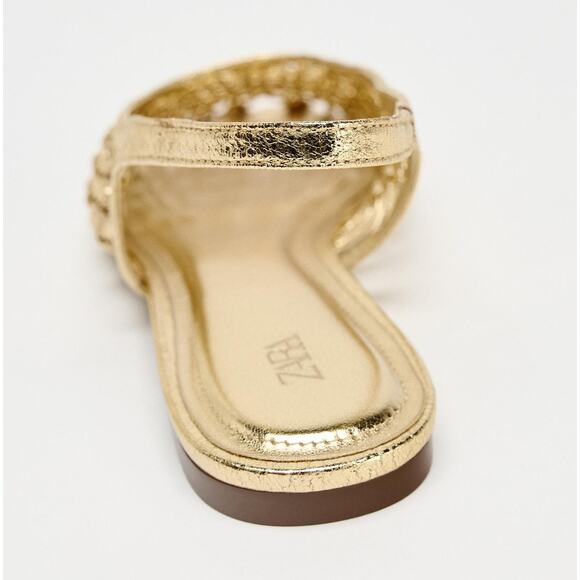 ZARA Metallic Ballet Flats NWT Gold Slingback Size 10 - Picture 13 of 15